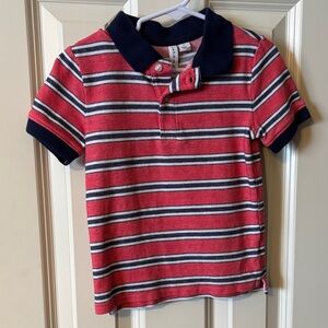 Janie and Jack Boys Striped Red and Navy Polo Shirt, 3T